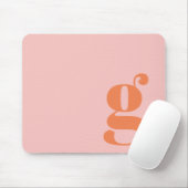 Cute Pastel Pink Oranje Monogram Retro Lettering Muismat (Met muis)