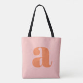 Cute Pastel Pink Oranje Monogram Retro Lettering Tote Bag (Achterkant)