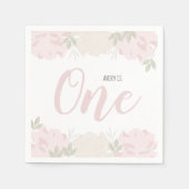 Cute Pastel Pink Peonies Baby eerste verjaardag Servet (Voorkant)