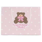 Cute Pastel Pink Ribbon Teddy Bear Girl Birthday Large Cadeautasje (Voorkant)