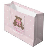 Cute Pastel Pink Ribbon Teddy Bear Girl Birthday Large Cadeautasje (Voorkant Gekanteld)