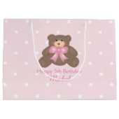 Cute Pastel Pink Ribbon Teddy Bear Girl Birthday Large Cadeautasje (Achterkant)