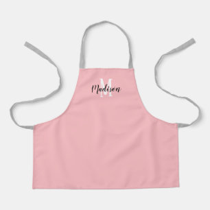 Cute Pastel Pink Script Monogram Aangepast Kinder Schort