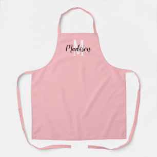 Cute Pastel Pink Script Monogram op maat gemaakt Schort