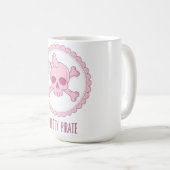 Cute Pastel Pink Skull with Bow and Crossbones Des Koffiemok (Voorkant rechts)