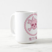 Cute Pastel Pink Skull with Bow and Crossbones Des Koffiemok (Voorkant links)