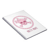 Cute Pastel Pink Skull with Bow and Crossbones Des Notitieboek (Rechterzijde)