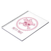 Cute Pastel Pink Skull with Bow and Crossbones Des Notitieboek (Linkerzijde)