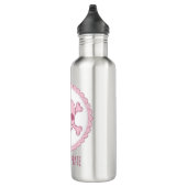 Cute Pastel Pink Skull with Bow and Crossbones Des Waterfles (Rechts)