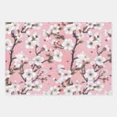 Cute Pastel Pink White Sakura Tree Branch Asian Inpakpapier Vel (Voorkant 3)