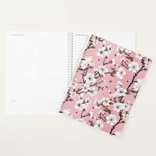 Cute Pastel Pink White Sakura Tree Branch Asian Planner (Display)