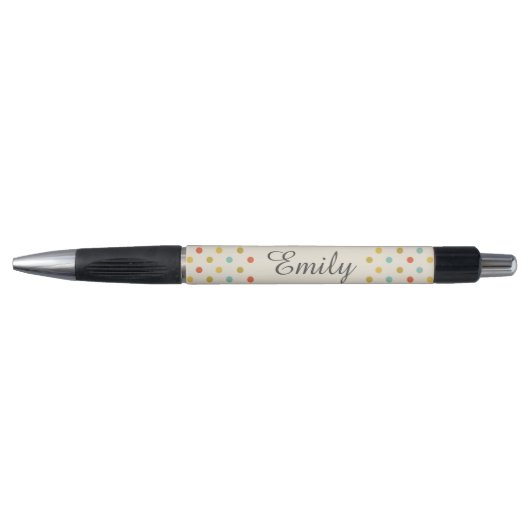 Cute Pastel Polka Dot gepersonaliseerd Pen (Voorkant)
