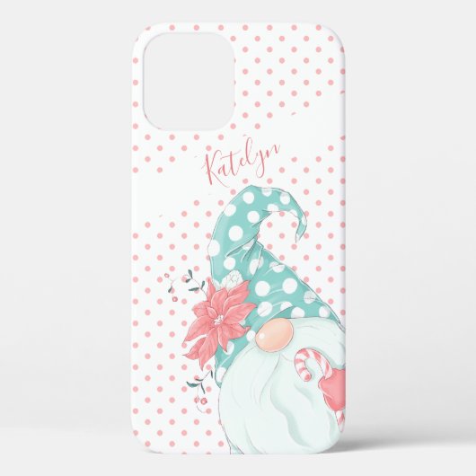 Cute Pastel Polka Dot Merry kerst Gnome Case-Mate iPhone Case (Achterkant)