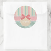 Cute Pastel Polka Dot & Stripes Design Ronde Sticker (Tas)