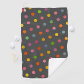 Cute Pastel Polka Dots Charcoal Gray Monogrammed Golfhanddoek (Insitu)