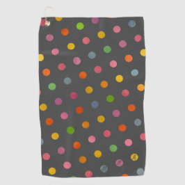 Cute Pastel Polka Dots Charcoal Gray Monogrammed Golfhanddoek