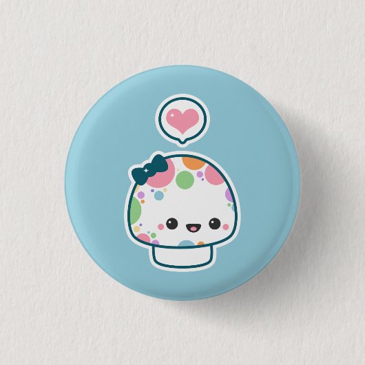 Cute Pastel Polka Dotted Mushroom Ronde Button 3,2 Cm (Voorkant)