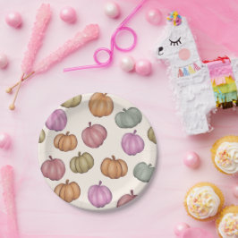 Cute Pastel Pompoen Pastel Patroon Feestje Papieren Bordje