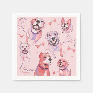Cute Pastel Pop Art Hondenrassen Cocktailservetten Servet