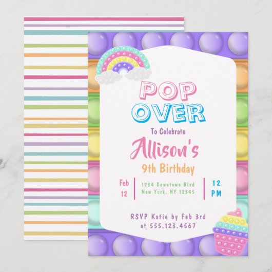 Cute Pastel Pop It Fidget Girls Birthday Kaart (Voorkant / Achterkant)