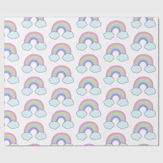 Cute Pastel Rainbow Cadeaupapier (Vlak)