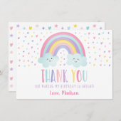 Cute Pastel Rainbow Clouds Birthday Hartelijk dank Bedankkaart (Voorkant / Achterkant)