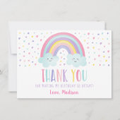 Cute Pastel Rainbow Clouds Birthday Hartelijk dank Bedankkaart (Voorkant)