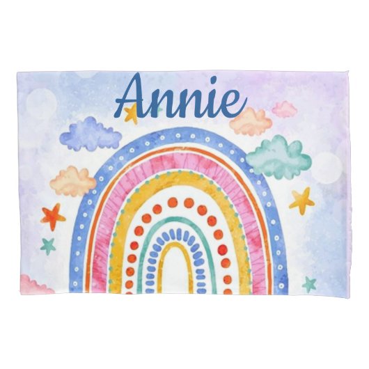 Cute pastel rainbow gepersonaliseerd kussensloop (Voorkant)