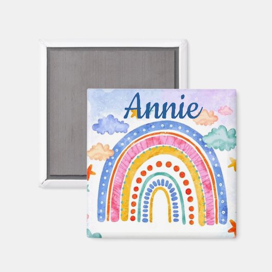 Cute pastel rainbow gepersonaliseerd magneet (Voorkant / Achterkant)