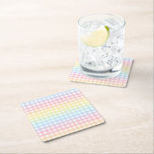 Cute Pastel Rainbow Gingham Play Kartonnen Onderzetters (Insitu)