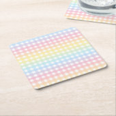 Cute Pastel Rainbow Gingham Play Kartonnen Onderzetters (Schuin)