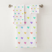 Cute Pastel Rainbow Hearts Pattern Bad Handdoek (Insitu)