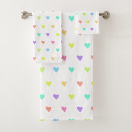 Cute Pastel Rainbow Hearts Pattern Bad Handdoek