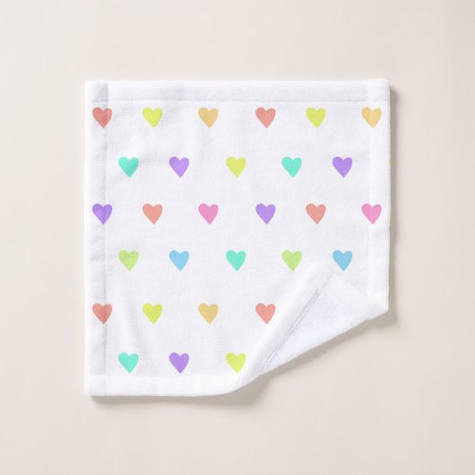 Cute Pastel Rainbow Hearts Pattern Bad Handdoek (Wasdoekje)