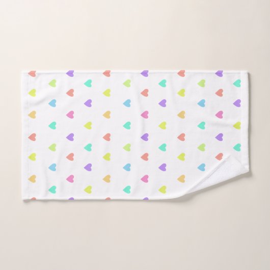 Cute Pastel Rainbow Hearts Pattern Bad Handdoek (Handdoek)