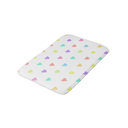 Cute Pastel Rainbow Hearts Pattern Badmat (Gekanteld)