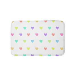 Cute Pastel Rainbow Hearts Pattern Badmat