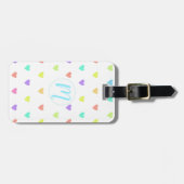 Cute Pastel Rainbow Hearts Pattern Bagagelabel (Voorkant horizontaal)