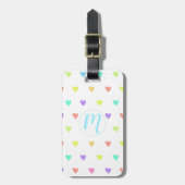 Cute Pastel Rainbow Hearts Pattern Bagagelabel (Voorkant verticaal)