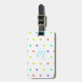 Cute Pastel Rainbow Hearts Pattern Bagagelabel