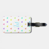 Cute Pastel Rainbow Hearts Pattern Bagagelabel (Achterkant horizontaal)