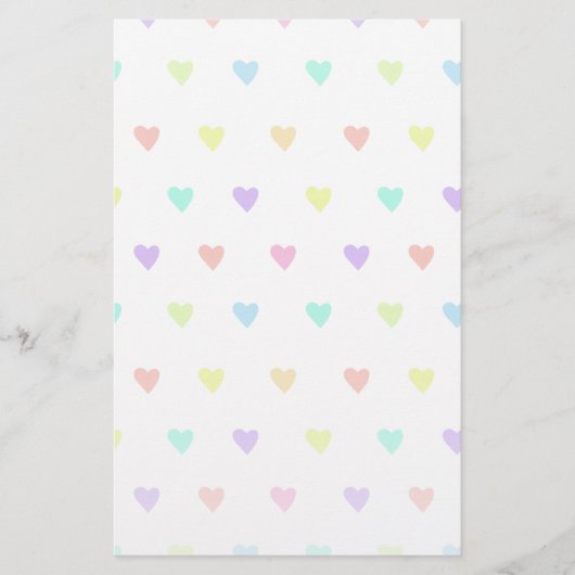 Cute Pastel Rainbow Hearts Pattern Briefpapier (Voorkant)