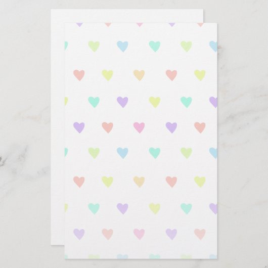 Cute Pastel Rainbow Hearts Pattern Briefpapier (Voorkant / Achterkant)