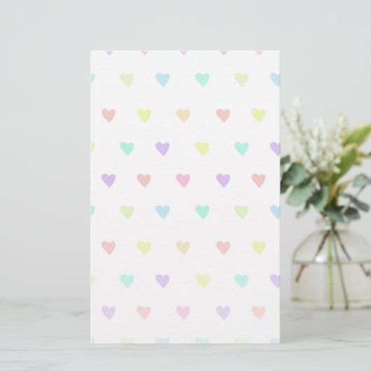 Cute Pastel Rainbow Hearts Pattern Briefpapier (Staand voorkant)