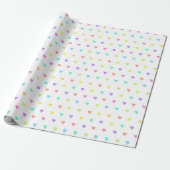 Cute Pastel Rainbow Hearts Pattern Cadeaupapier (Uitgerold)