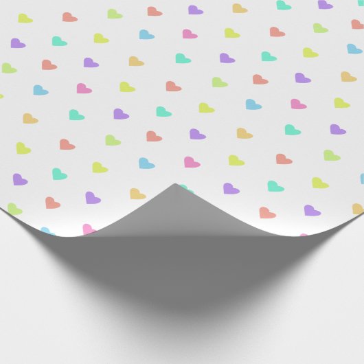 Cute Pastel Rainbow Hearts Pattern Cadeaupapier (Hoek)