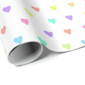 Cute Pastel Rainbow Hearts Pattern Cadeaupapier (Rol Hoek)