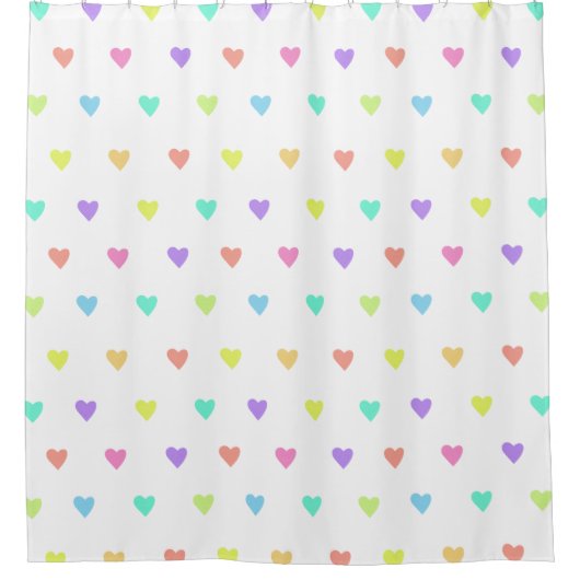 Cute Pastel Rainbow Hearts Pattern Douchegordijn (Voorkant)
