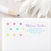 Cute Pastel Rainbow Hearts Pattern Etiket (Insitu)