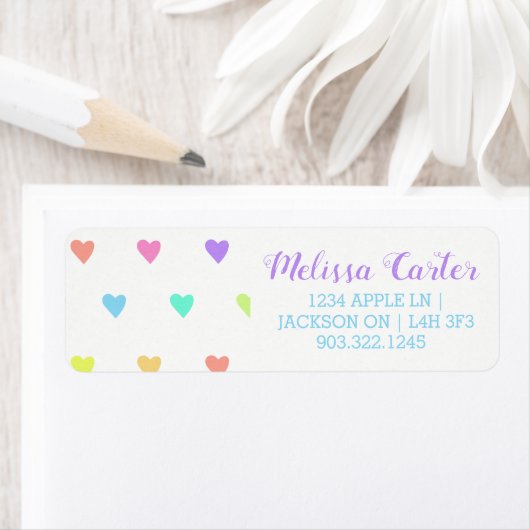 Cute Pastel Rainbow Hearts Pattern Etiket (Insitu)